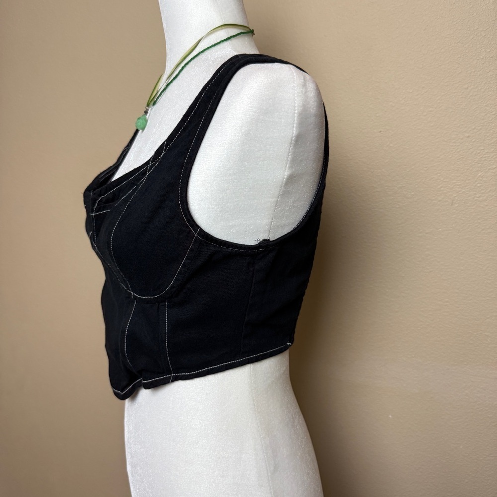 LONE STAR Contrast Stitch Corset Style Bustier Crop Top Medium - Picture 4 of 6